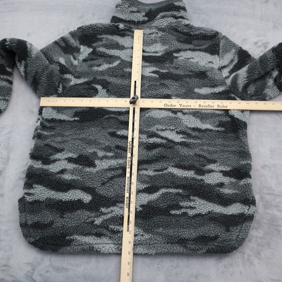 Cozy SHERPA Sweater Womens 2XL Gray Mock Neck Zip Fleece Camouflage Pocket - Picture 3 of 16